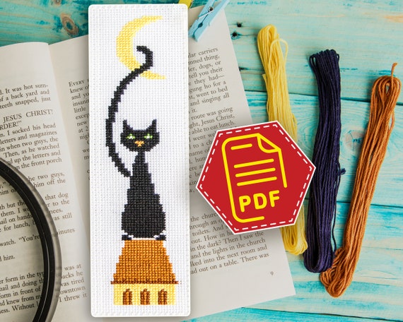 Kit 6 Segnalibri A Punto Croce Con Motivi Gatto E Paesaggio - Include Filo, Ago E Istruzioni Per Principianti - Foto 8