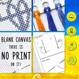 May include: A cross stitch kit with a blank canvas, cotton floss, and instructions. The kit includes a 16 count fabric, cotton floss, full instructions, and a needle. The finished size is 2.36 x 7.7 inches.