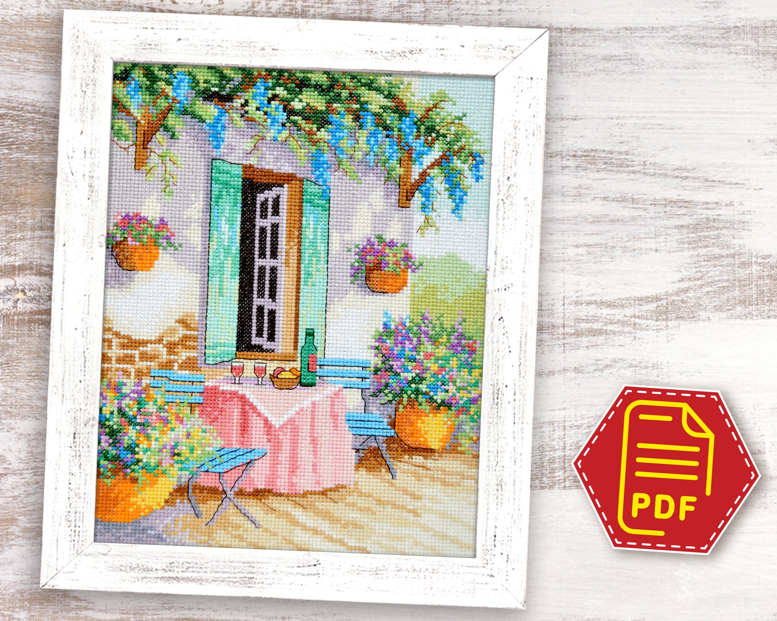 Cute Flower Garden Cross Stitch Pattern Summer Landscape Etsy