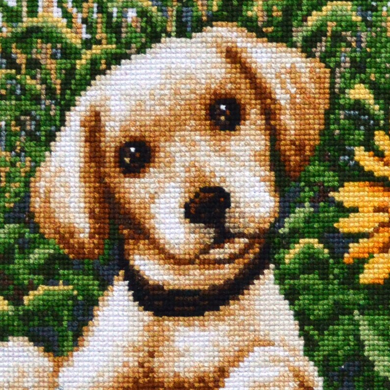 Labrador puppy cross stitch pattern 'Golden Retriever' Animal embroidery design with cute dog counted pattern Instant Download in PDF image 4