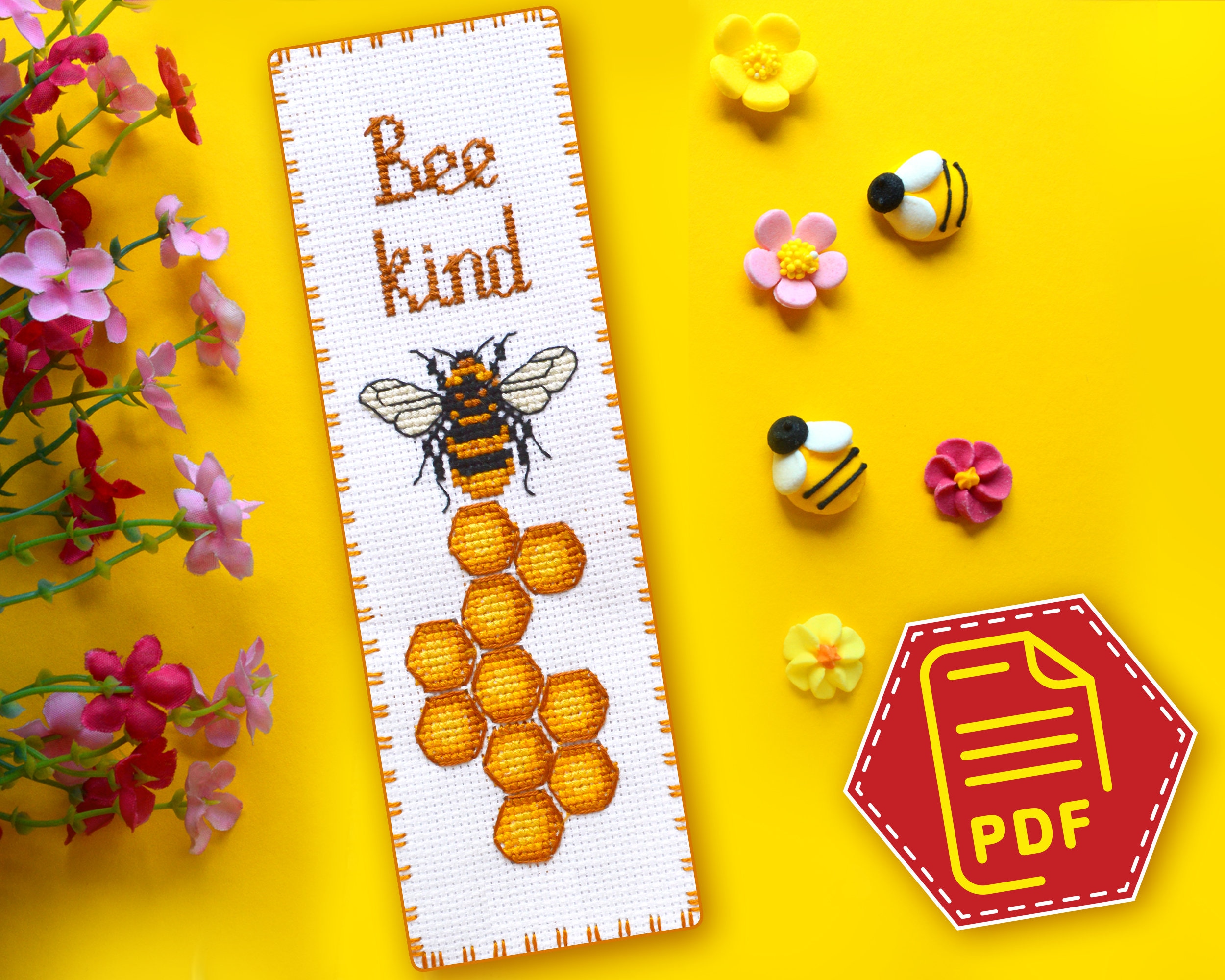 Design Works Crafts “Bee Kind” Counted Cross Stitch Kit – 5x7 Inches 6 thumbnail image