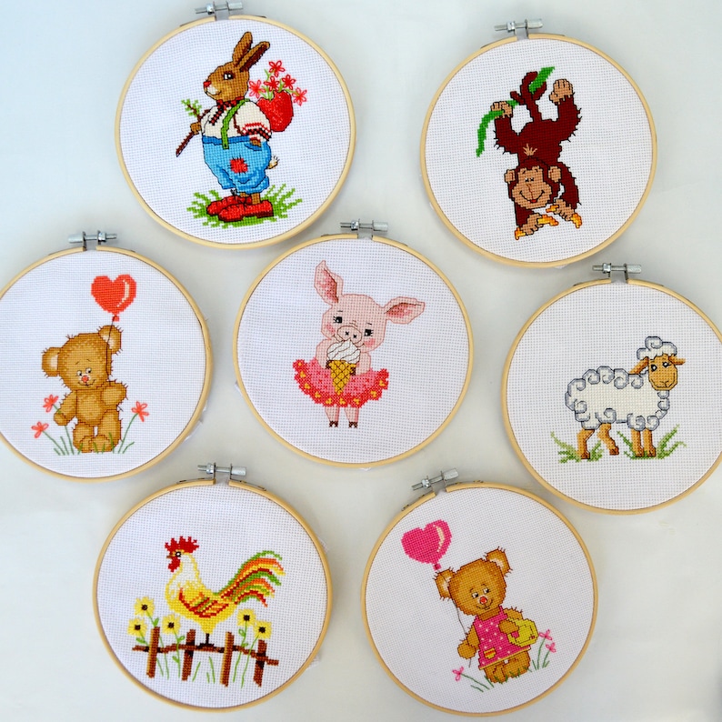 I love you Cross stitch kit Teddy Bear girl DIY Valentines gift