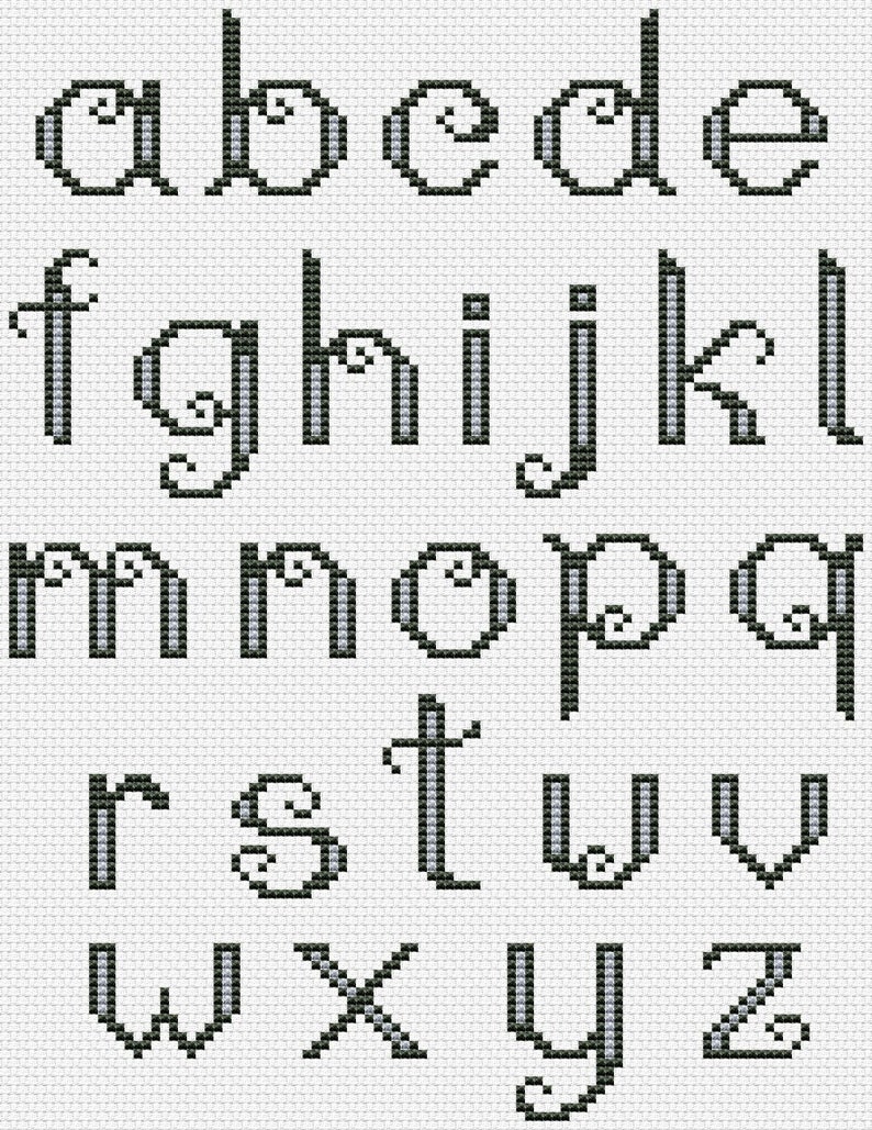 Lowercase letters cross stitch counted pattern ABC Alphabet Etsy.de