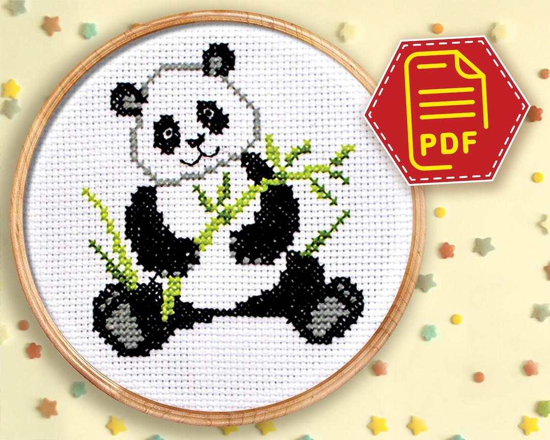 Animales en punto de cruz patron Panda Descargar en PDF - Etsy España