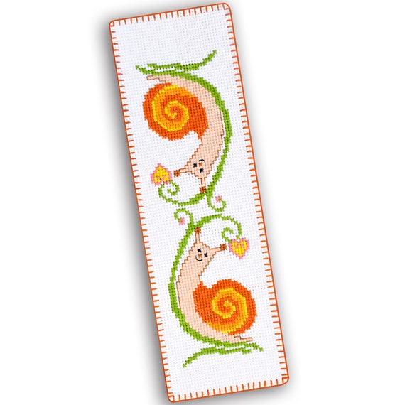 Cross stitch bookmark kit Snails