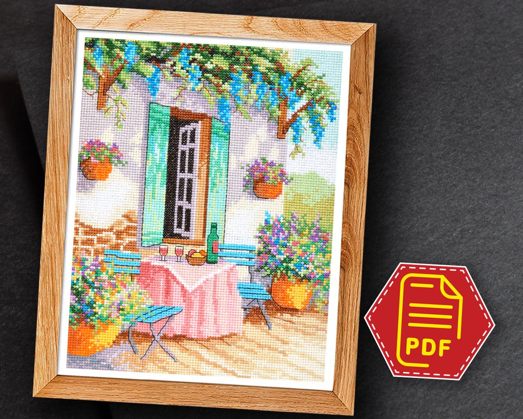 Cute Flower Garden Cross Stitch Pattern Summer Landscape Etsy