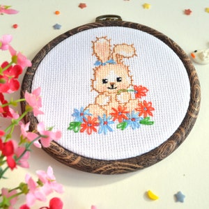 Cute Easter Bunny Cross Stitch Counted Pattern - Baby Animal Embroidery ...