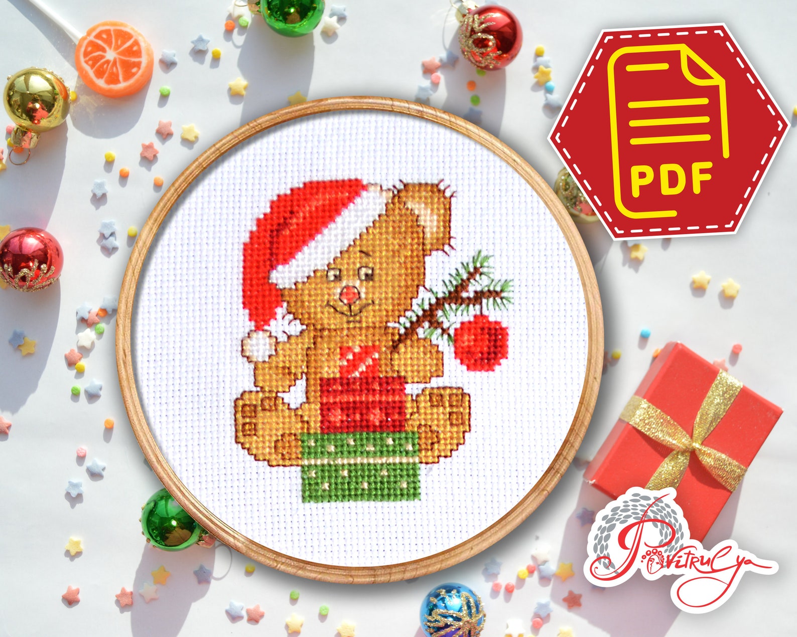 Christmas Teddy Bear Cross Stitch Pattern Winter Holidays - Etsy