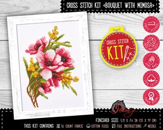 LANARTE Kit Punto Croce 'Punto Di Sosta Dei Fiori Selvatici' - 30x43 Cm - Completo Per Adulti, Fai Da Te, Decorazione Parete