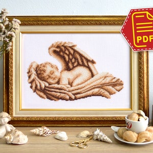Cross stitch baby angel pattern - Download in PDF
