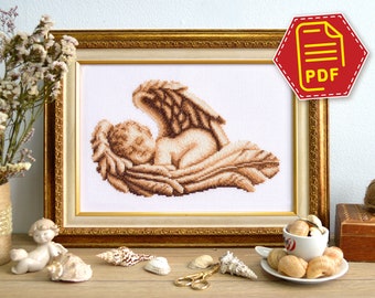 Cross stitch baby angel pattern - Download in PDF