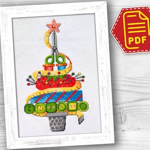 Holiday cross stitch pattern &quot;Christmas tree&quot; Xmas embroidery design - Do it Yourself Christmas ornaments - Instant Download in PDF