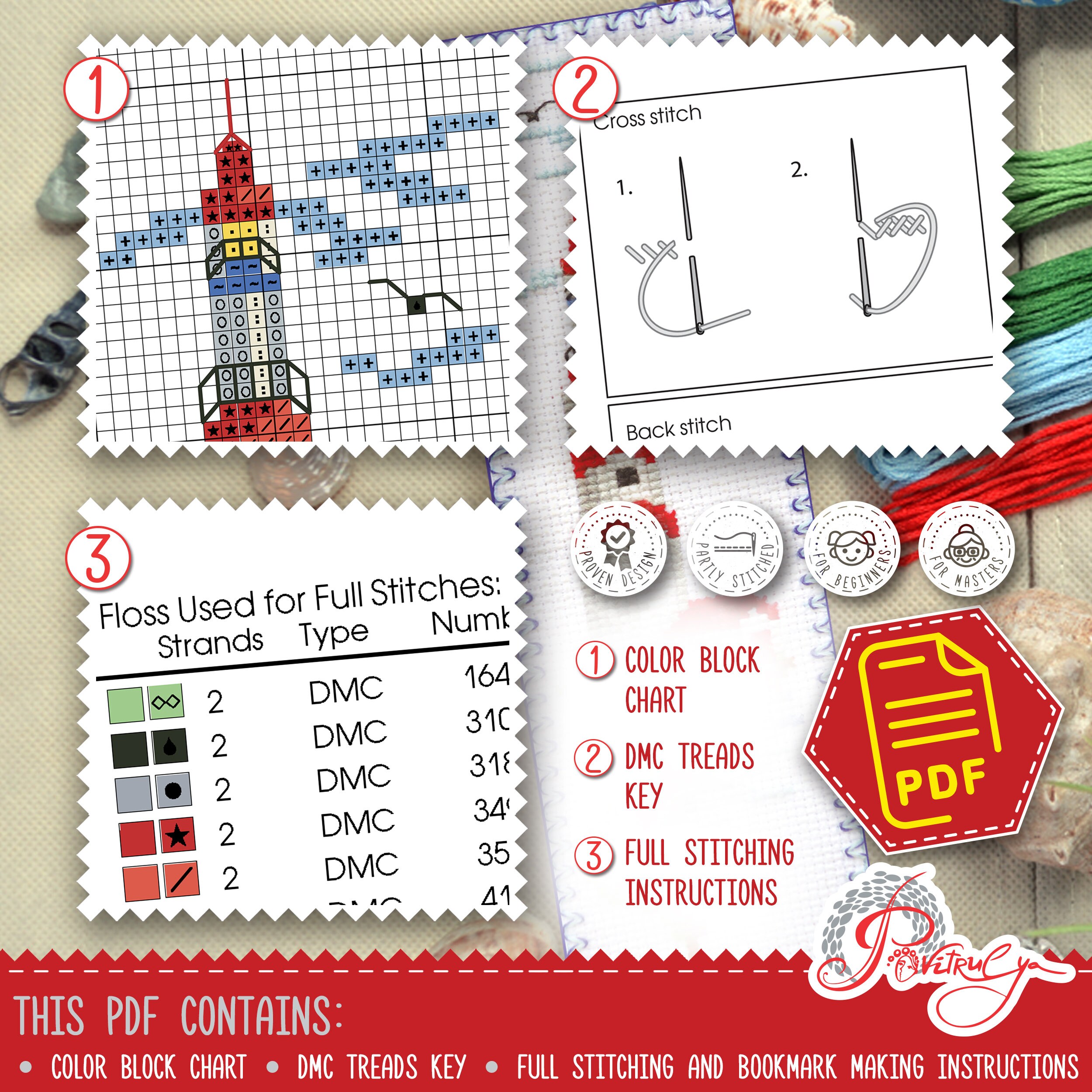 Lighthouse Cross Stitch Bookmark Kit Easy Counted Pattern DIY Summer  Embroidery