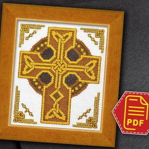 St Patricks Day Gifts, Irish cross stitch, Celtic Cross counted pattern in PDF, Adult embroidery design, Handmade gift, DIY home decor