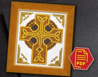 Presentes para o Dia de São Patrício, ponto cruz irlandês, padrão de contagem de cruz celta em PDF, design de bordado para adultos, presente feito à mão, decoração de casa faça você mesmo