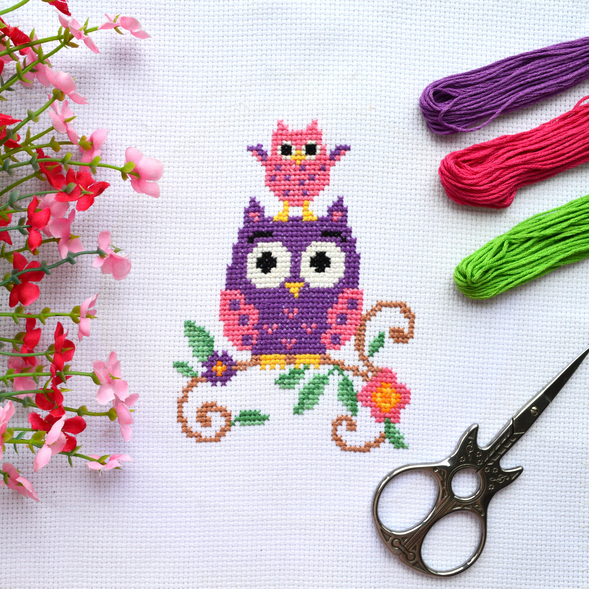 Simple Kids Cross Stitch Kit funny Owls, Easy Counted Pattern With Cute  Birds Included Owl Gift Idea Hand Embroidery Kit -  Singapore