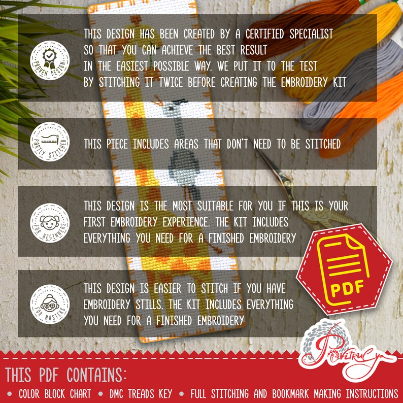 Giraffe Cross Stitch Pattern PDF for Bookmark Download Etsy