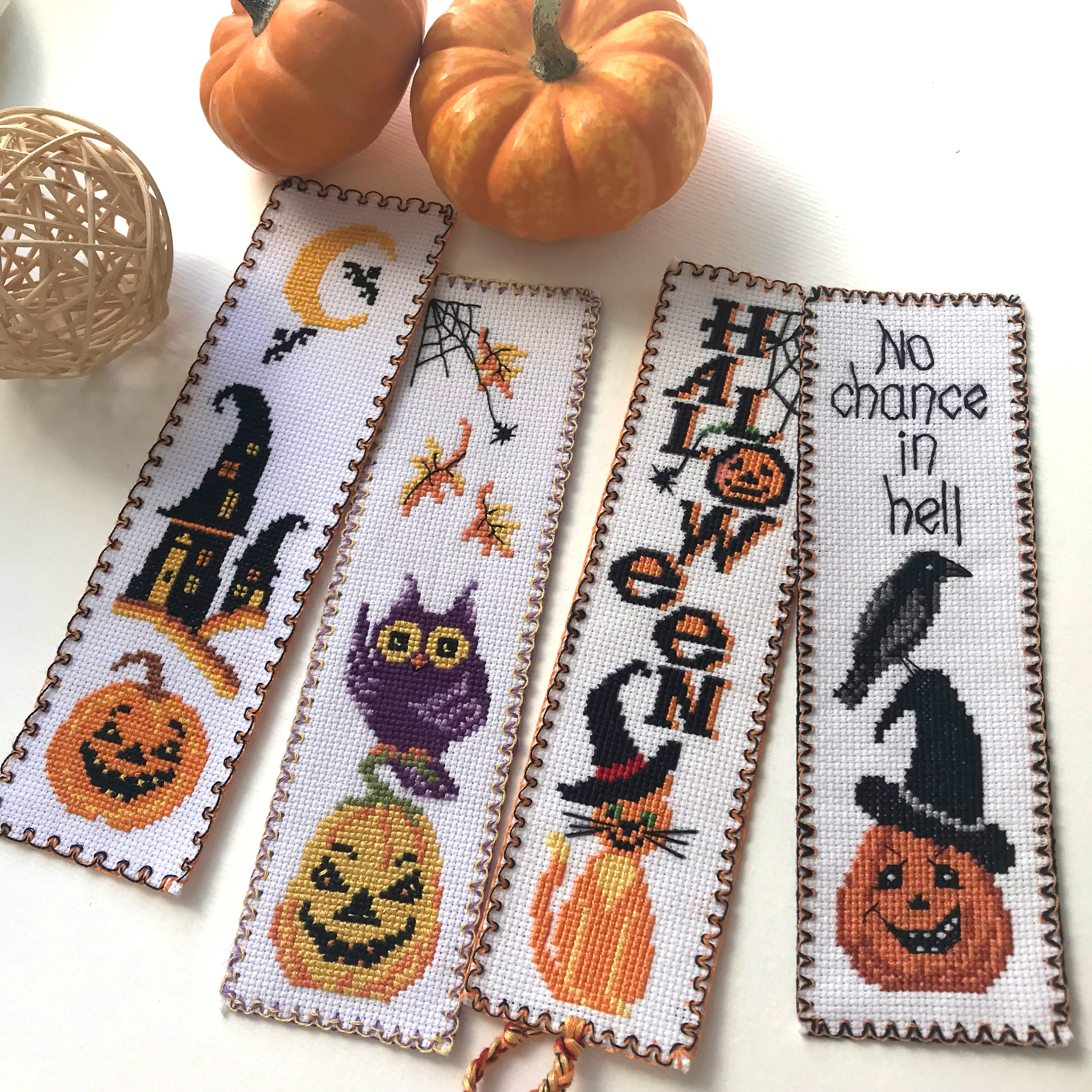 Halloween Cross Stitch Bookmark Pattern 'red Cat Wearing a Witch Hat ...