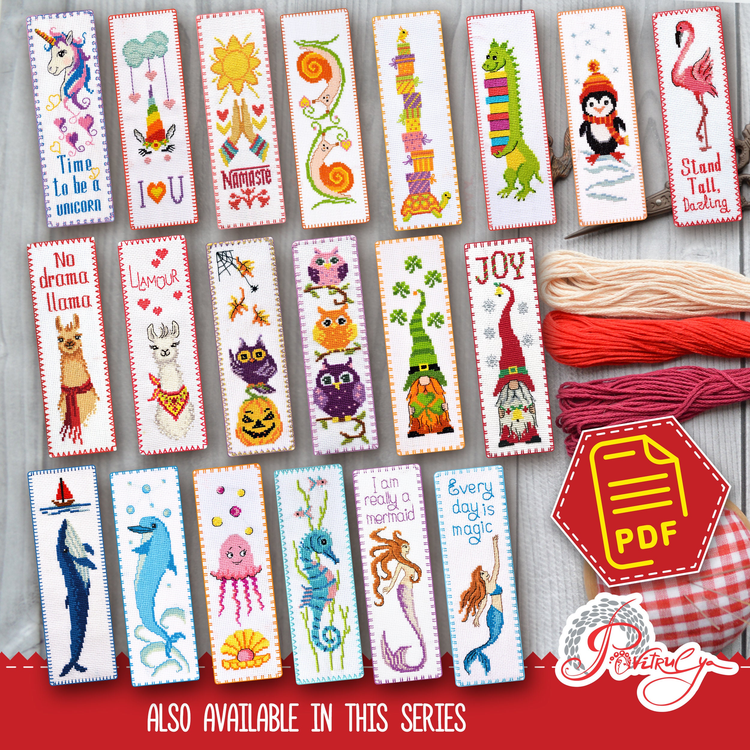 Llama Cross Stitch Bookmark Pattern "no Drama Llama" Instant Download ...