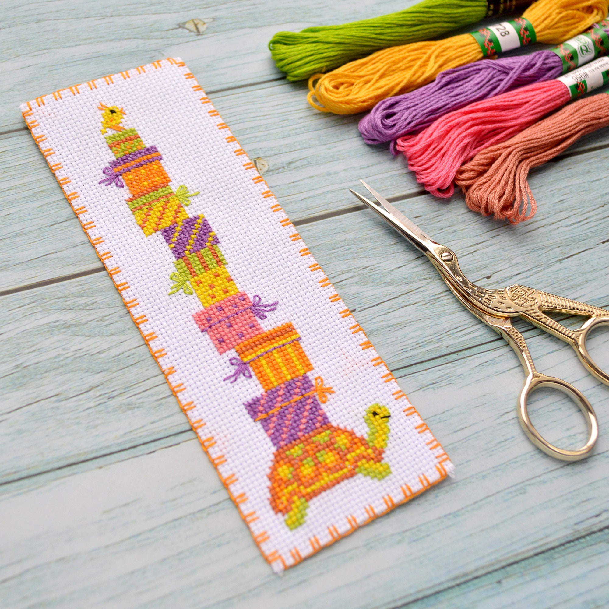 Bookmark cross stitch sea turtle pattern Cute animal | Etsy