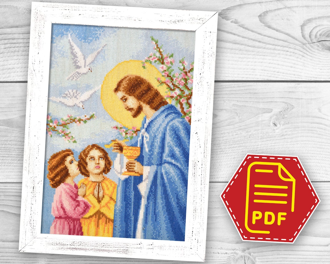 First Holy Communion Cross Stitch Pattern PDF, Eucharistic Adoration ...
