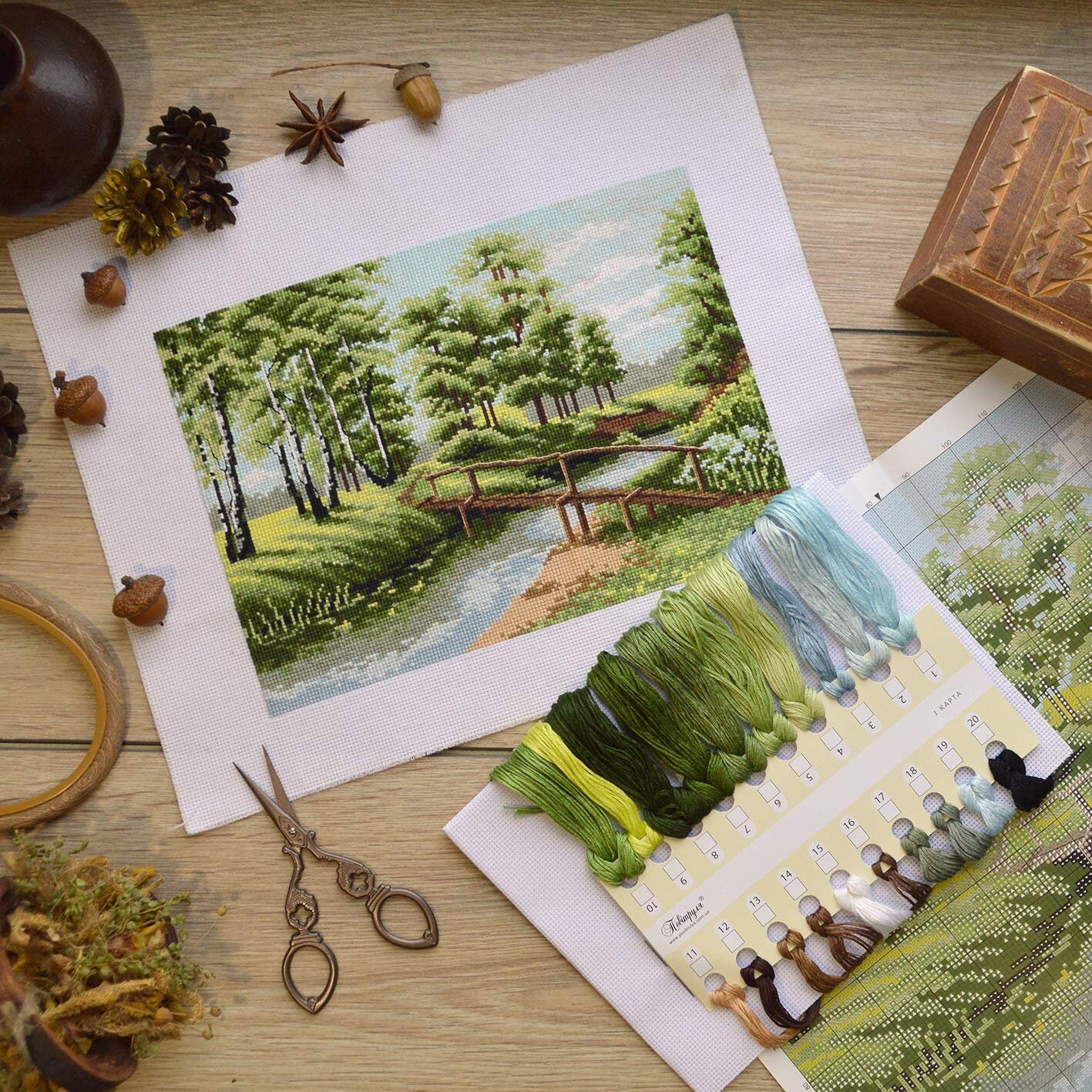 Nature cross stitch kit Forest landscape embroidery kit with Etsy