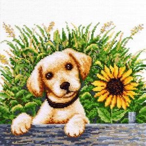 Labrador puppy cross stitch pattern 'Golden Retriever' Animal embroidery design with cute dog counted pattern Instant Download in PDF image 6