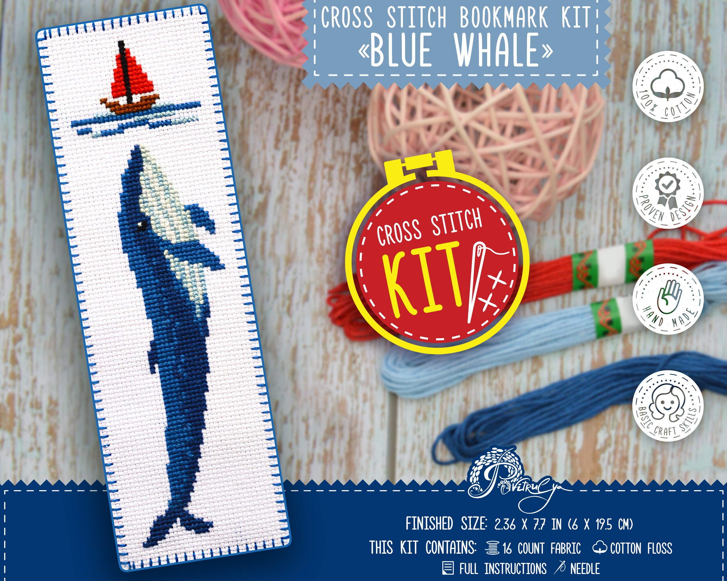 thumbnail image 2 of FREEBLOSS 6 Set Ocean Theme Cross Stitch Bookmark Kits - Beginner Friendly DIY Embroidery Kits 2 of 14