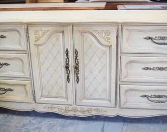 Mid Century Modern Off White Dresser Low Dresser With Eight Etsy
