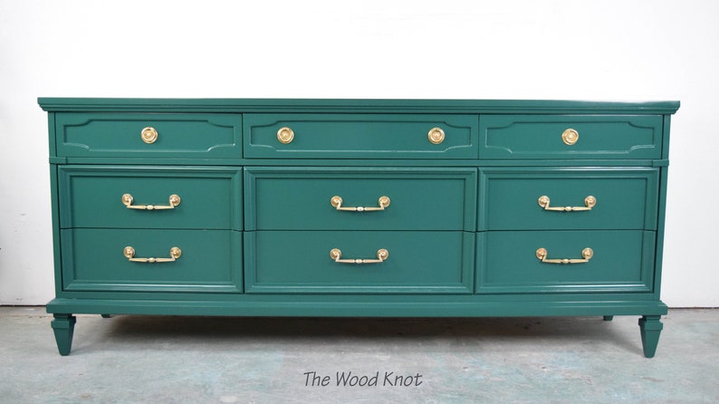 Vintage Dresser Dark Green Color Perfect For The Bedroom As Etsy