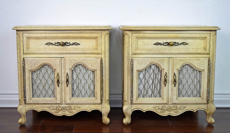 Sold Sold Louis Xv Style Off White Antique Nightstands Etsy