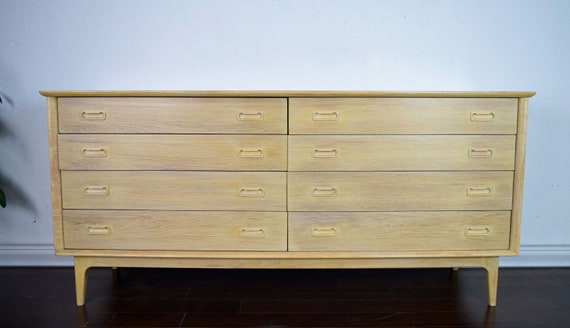 Mid Century Modern Off White Dresser Low Dresser With Eight Etsy