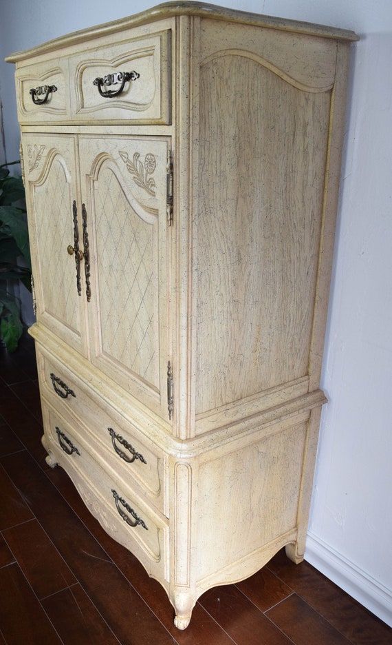 Original Finishes Antique Off White Tall Dresser By Hickory