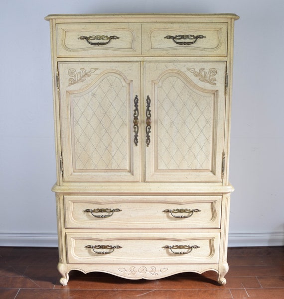 Louis Xv Style Off White Highboy Dresser Antique Off White Etsy