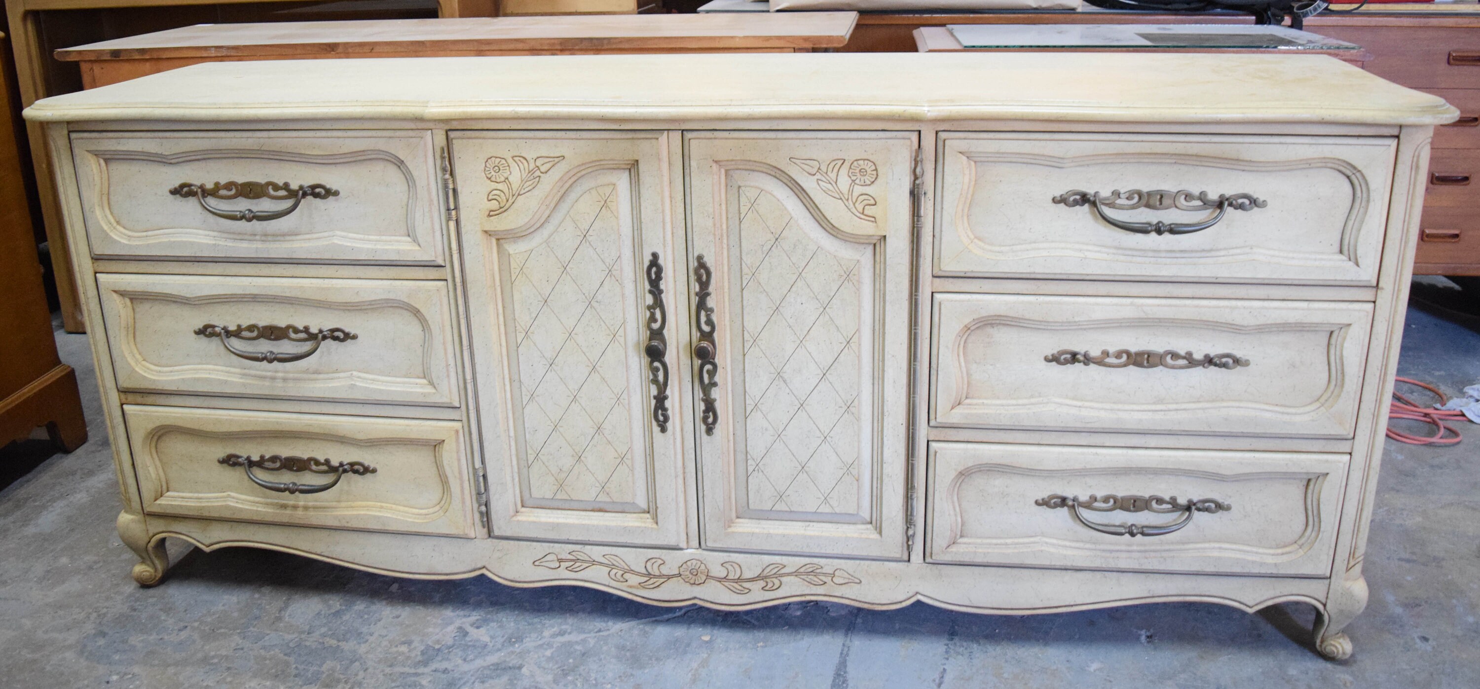 Sold Sold Louis Xv Style Off White Dresser Antique Off Etsy