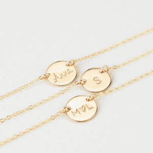 MIKA Disc Necklace 9mm, Small Disk Necklaces, Engraved Necklace, Everyday Layering Necklaces, Gifts for Her, Sterling Silver, Gold,Rose Gold