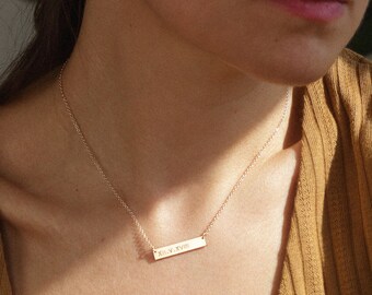 MILA Bar Necklace • 25x5mm Bar Necklace • Small Bar Necklace, Delicate Bar Necklace, Custom Bar Necklace, Layering Necklace, Personalize Bar