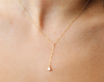 JOJO Necklace • Dainty CZ Lariat Necklace • Delicate Lariat Necklace, Simple Chain Necklace, Simple Necklace, Layered Necklace, Simple Gift