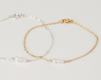 EVA 3-5 Mini PEARL BRACELET• Layering Bracelet, Dainty Bracelet, Tiny Freshwater Pearl Bracelet, Elegant Bracelet, Birthstone Bracelet