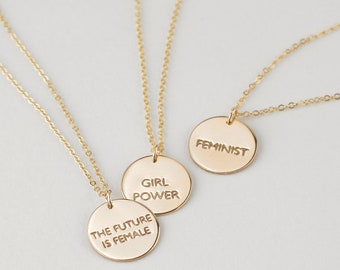 FEMINIST NECKLACE - Girl Power Necklace, The Future is Female Necklace, Gift for Mom, Personalized Jewelry, Feminist Gifts, Gift for Her