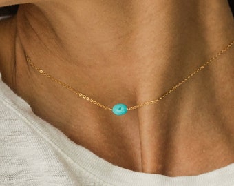 MARA Necklace • Turquoise Choker Necklace • Dainty Choker, Simple Necklace, Delicate Necklace, Turquoise Necklace, Gemstone Necklace, Gift