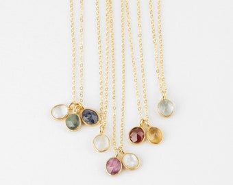 GEMMA NECKLACE - Small Gemstone Necklace, Jewelry for Her, Delicate Necklace, Birthstone Necklace, Birthday Gift