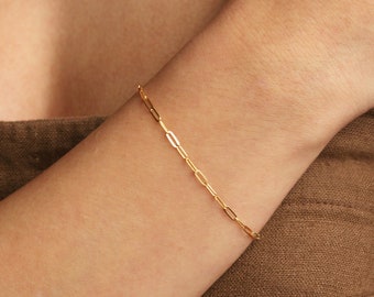 IVY BRACELET, Paper Clip Bracelet, Small Link Chain, Dainty Stackable Chain, Layered Small Paper Clip Bracelet, Bold Bracelet, Gold Bracelet