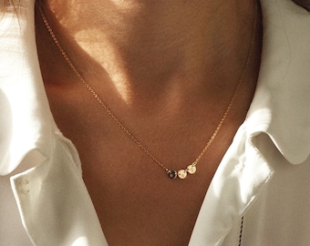 EMMA NECKLACE • 5mm Disc Necklace • Initial Necklace, Dainty Engraved Disc Necklace, Mini Necklace, Monogram Necklace, Tiny Disc Necklace