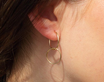 ANNIE LARGE EARRINGS - Gold Ring Earrings, Silver Circle Earrings, Large hoop Earrings, Interlocking Hoop Earrings,