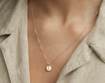 MANDY DISC NECKLACE - Small Disc Necklace, Multiple Initial Necklace, Gold Necklace, Silver Necklace, Disc initial Necklace, Disk Necklace