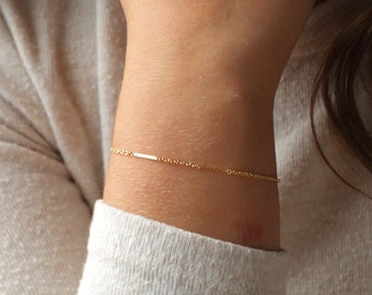 KATE BRACELET -Dainty Simple Chain Bracelet, Chain Bracelet, Bar Chain, Link Bracelet, Thin Gold Bracelet, Bridesmaid Gift, Simple Silver