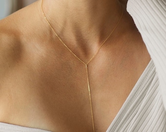 ANA Long Lariat Necklace, Delicate Y necklace, Simple Y Necklace, Elegant Necklace/Long Y Chain/Sterling Silver/Gold Filled/Rose Gold Filled