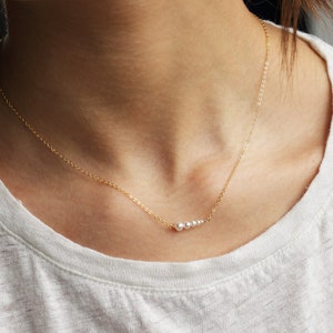 GIANNA NECKLACE - Dainty Freshwater Pearl Necklace, Bridesmaid Gifts, Dainty Everyday Jewelry, Natural Pearl Necklace, Tiny Pearl Necklace