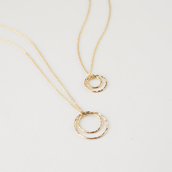 ELLA Necklace • Double Circle Necklace • Simple Dainty Necklace, Circle Necklace, Karma Ring Necklace, Simple Statement Necklace, Eternity